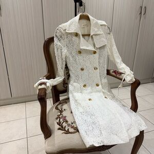 White Lace Trench Coat